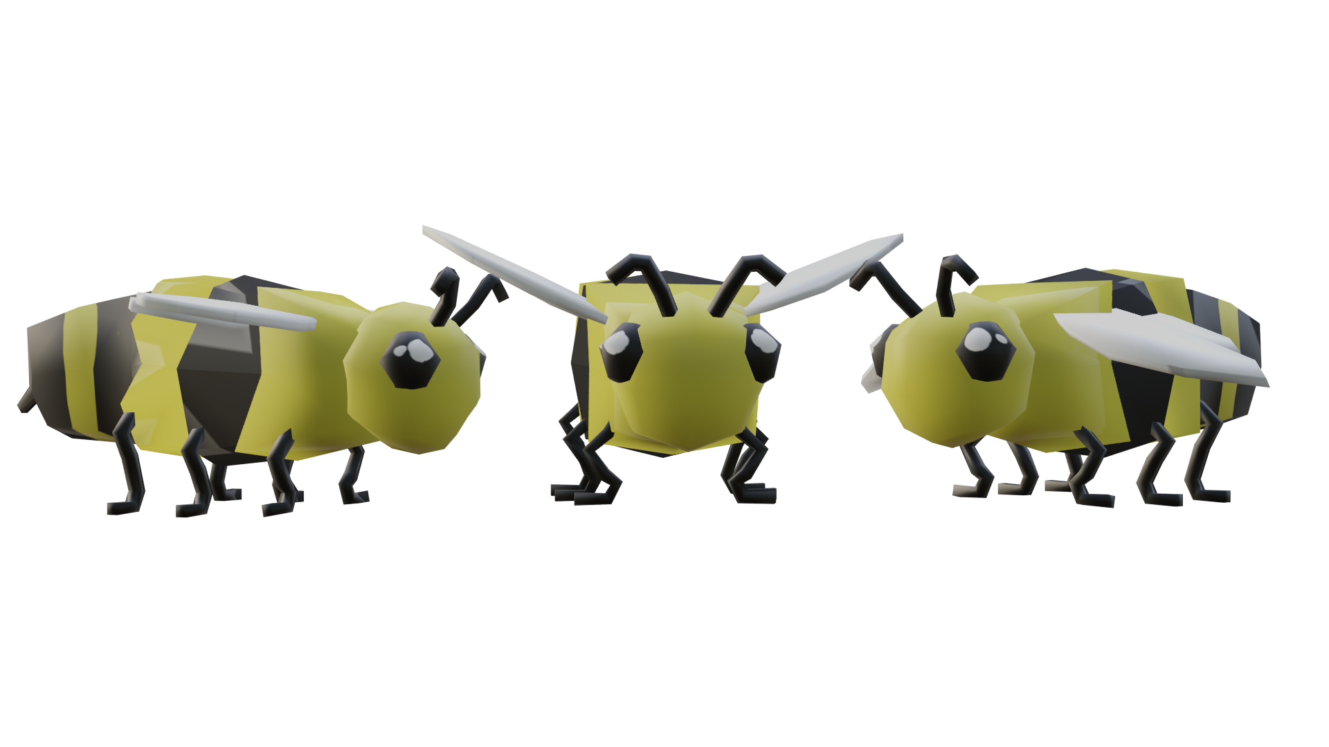 Three-point render of the base bee model